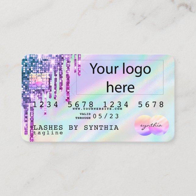 Holograph Unicorn Dripp Credit Card add your logo (Front)