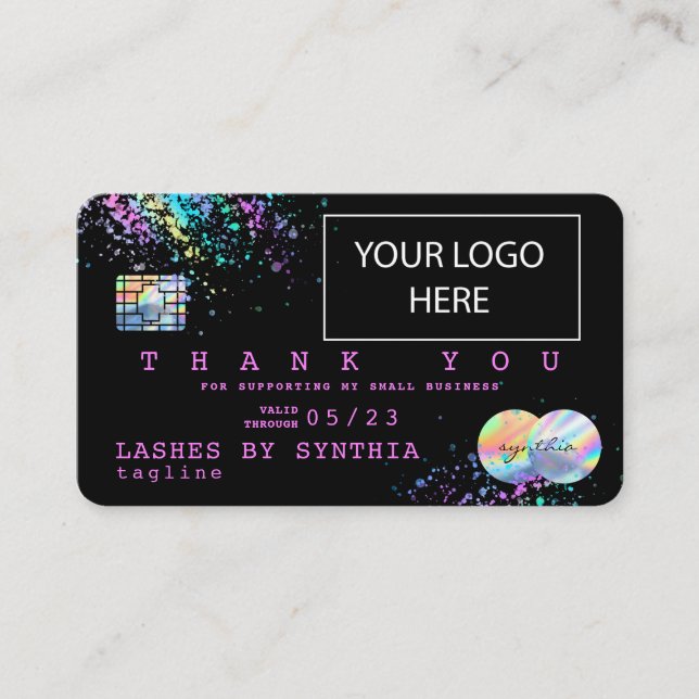 Holograph UnicornTHNK YOU Credit Card add  logo (Front)