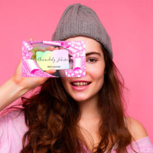 Holographic 33D Effect Pink Makeup Artist Business Card