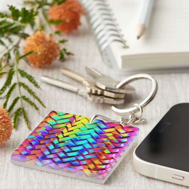 Holographic 3D Metal Style Art, Gift Keychain (Front Right)