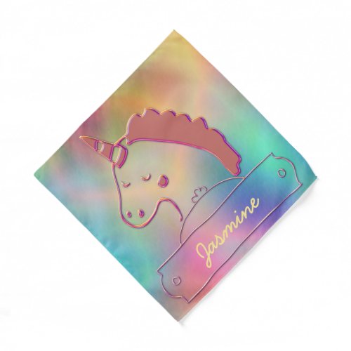 Holographic 3D Unicorn Custom Name   Bandana