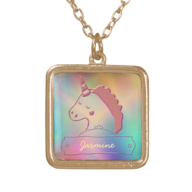 Unicorn necklace with on sale name