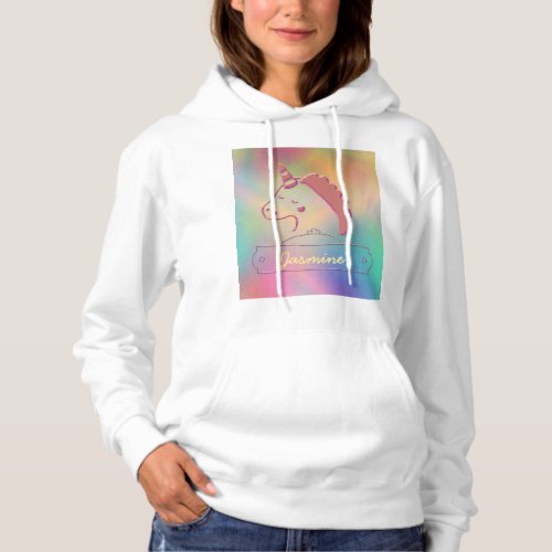 Holographic 3D Unicorn Custom Name        Hoodie