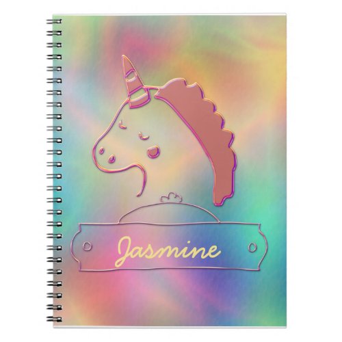 Holographic 3D Unicorn Custom Name        Notebook