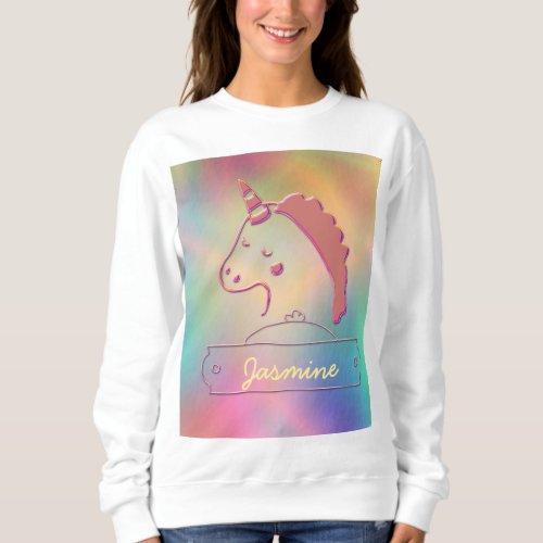 Holographic 3D Unicorn Custom Name       Sweatshirt