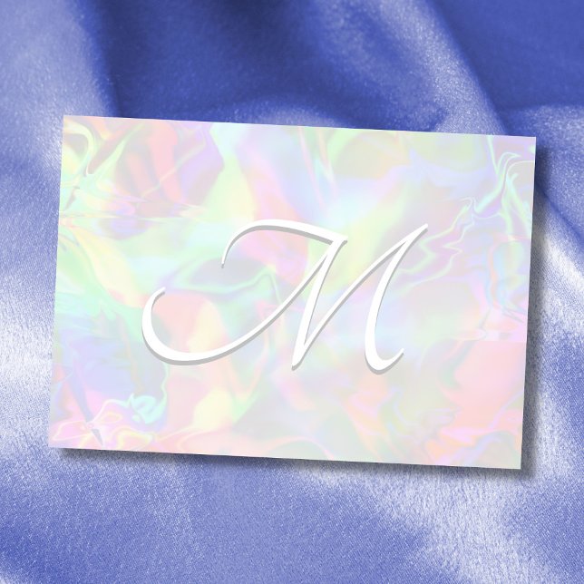 Holographic abstract gradient foil custom monogram post-it notes (Creator Uploaded)