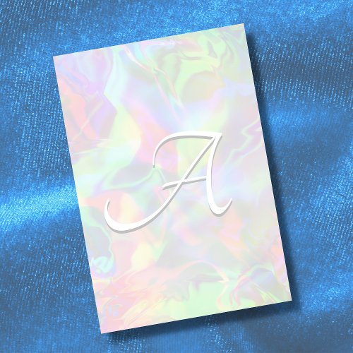 Holographic abstract opal gradient foil monogram post_it notes