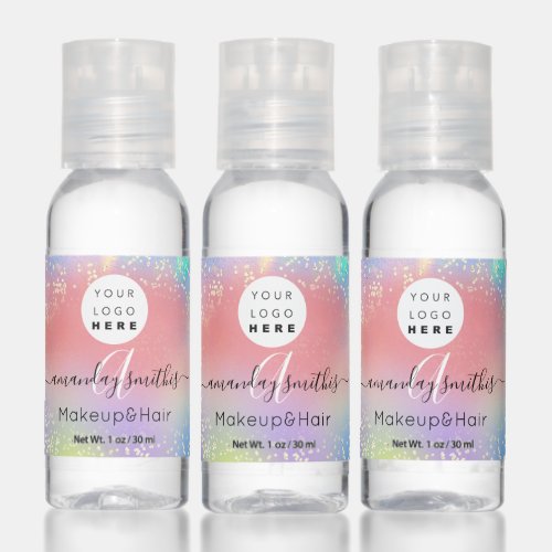 Holographic Add  Logo Monogram Name Rose Hand Sanitizer