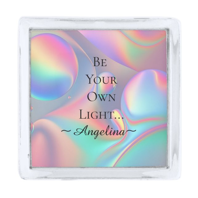 Holographic Aesthetic Silver Finish Lapel Pin (Front)