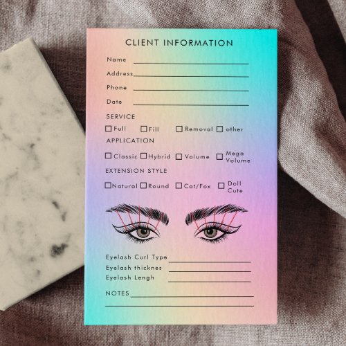 Holographic Aesthetician Eyelash Extension Client Business Card