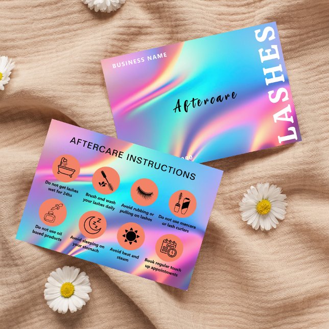 Holographic Aesthetician Lash Client After Care Business Card (Holographic Aesthetician Lash Client After Care Business Card)