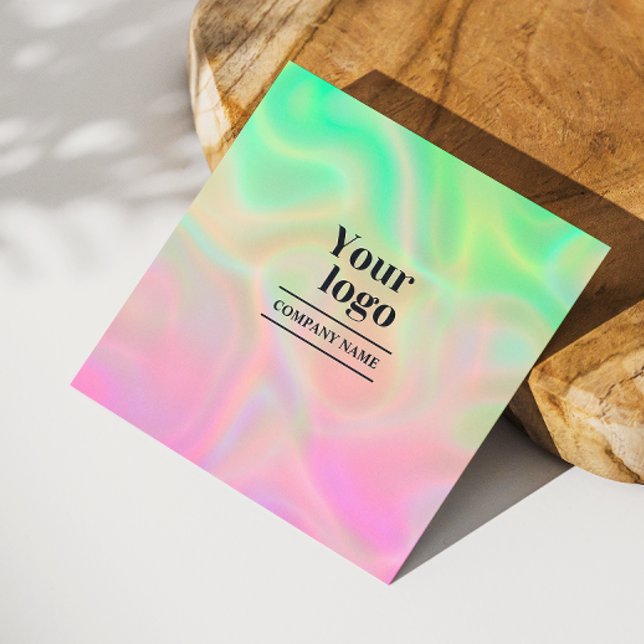 Holographic Aesthetician Modern Bold Instagram Square Business Card (Instagram Qr Code Holographic Aesthetician Social Square Business Card)