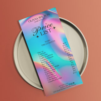 Holographic Aesthetician Price List Menu