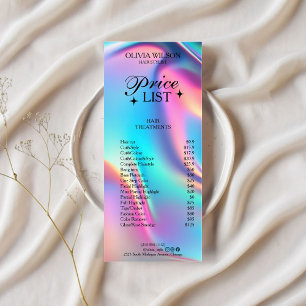 Holographic Aesthetician Price List Menu