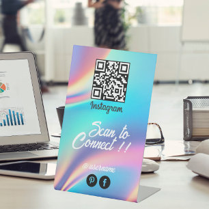 Holographic Aesthetician Qr Code Instagram  Pedestal Sign