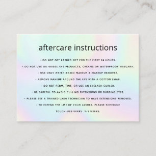 Holographic AfterCare for Lash Extensions Business Card
