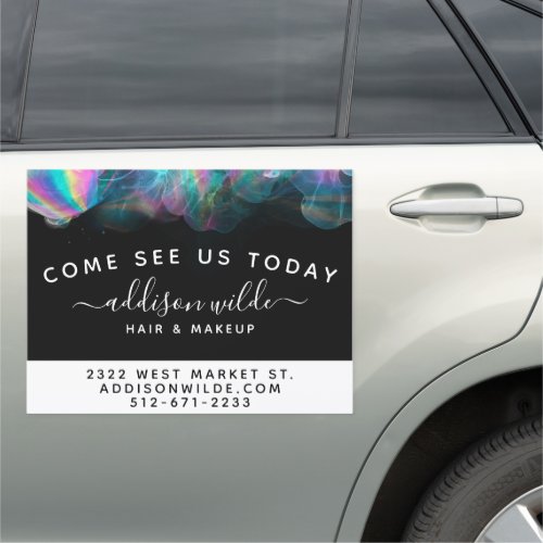Custom Car Magnets 11 Holographic Alcohol Ink Business Car Magnet