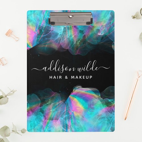 Holographic Alcohol Ink Business Clipboard