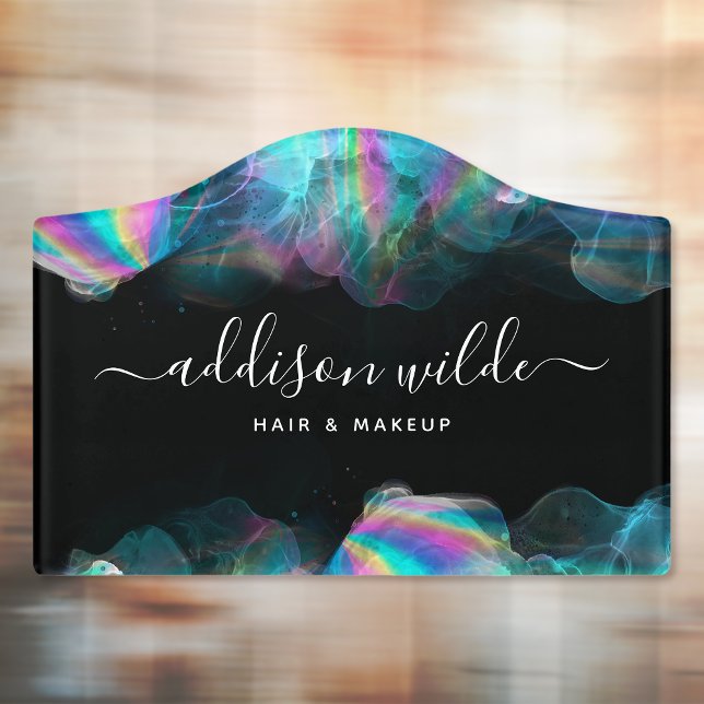 Holographic Alcohol Ink Business Door Sign (Creator Uploaded)