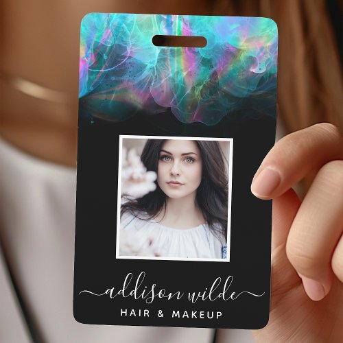 Holographic Alcohol Ink Business Id Badge