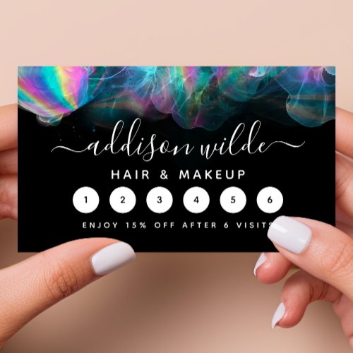 Holographic Alcohol Ink Business Loyalty Card