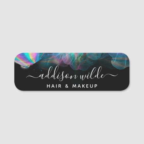 Holographic Alcohol Ink Business Name Tag