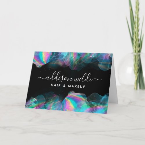 Holographic Alcohol Ink Business Thank You Card