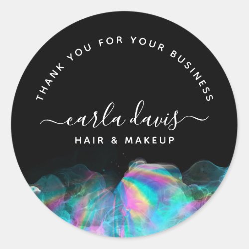 Holographic Alcohol Ink Business Thank You Classic Round Sticker
