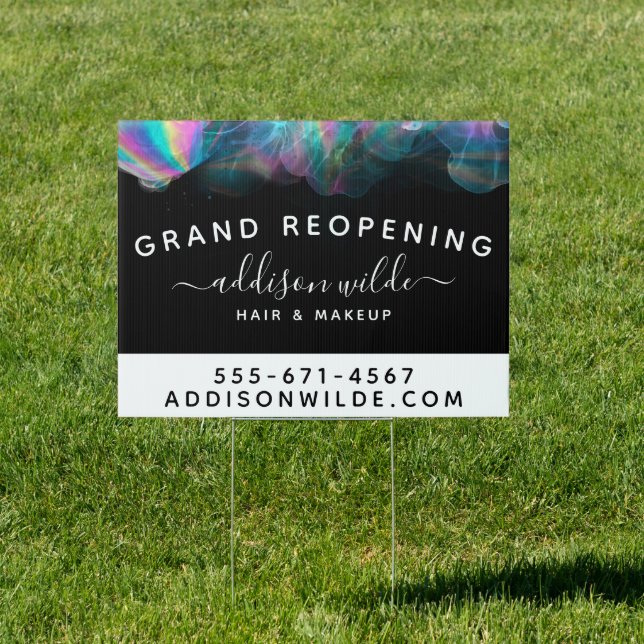 Holographic Alcohol Ink Business Yard Sign (Insitu)