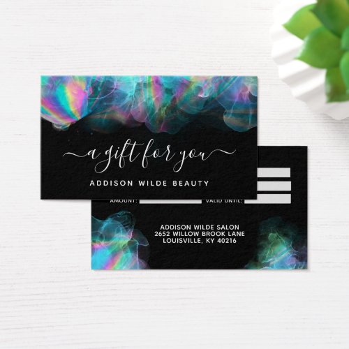 Holographic Alcohol Ink Gift Card Certificate