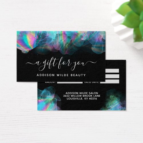 Custom Gift Certificates 6 Holographic Alcohol Ink Gift Card Certificate