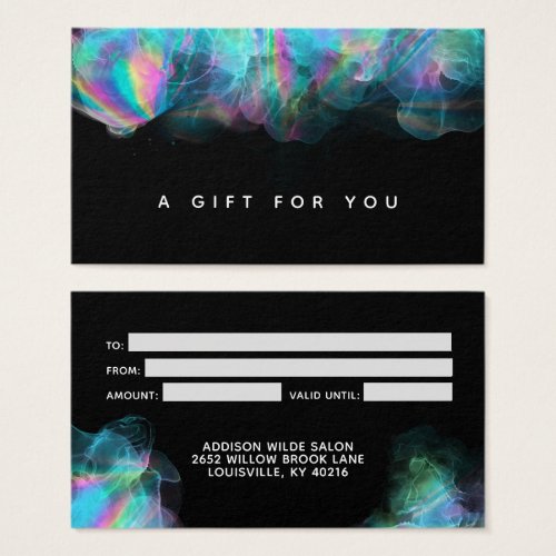 Custom Gift Certificates 7 Holographic Alcohol Ink Modern Gift Card