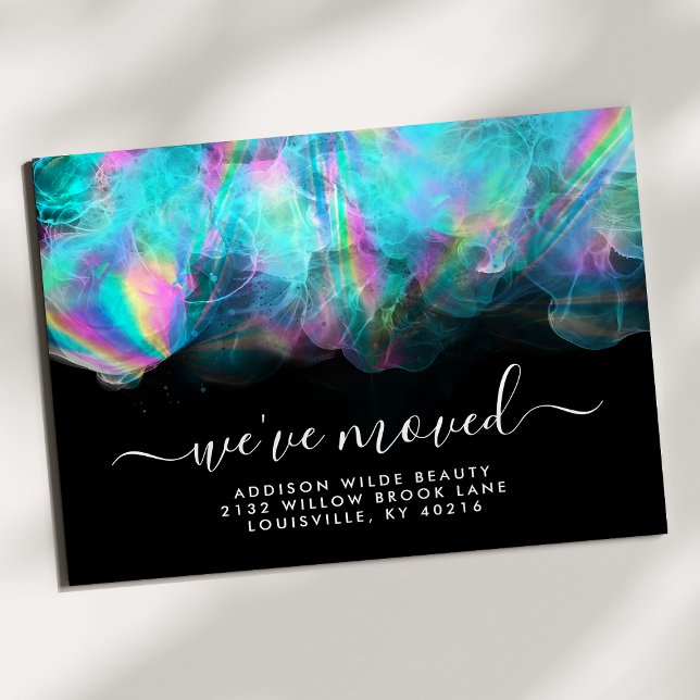 Holographic Alcohol Ink Moving Announcement Postcard (Creator Uploaded)