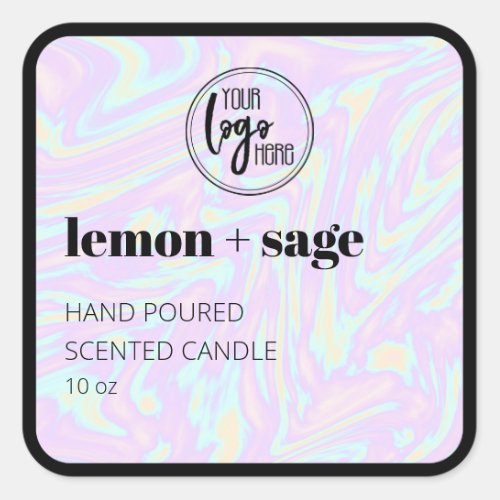 Holographic And Black Your Logo Candle Label