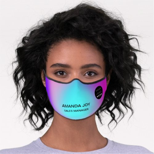 Holographic Aura Custom Logo Name Logo Blue Pink Premium Face Mask