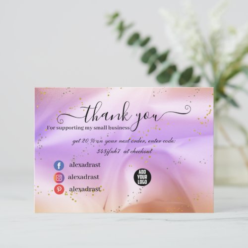 Holographic Background Hologram Neon Overlay Thank Thank You Card