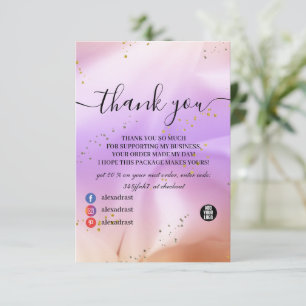 Holographic Background Hologram Neon Overlay Thank You Card