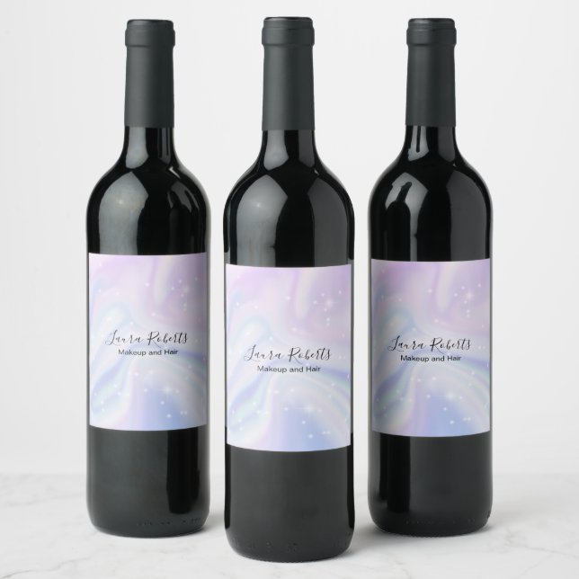 Holographic Background Hologram Neon Overlay  Wine Label (Bottles)