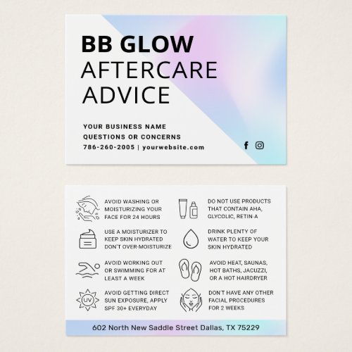 Holographic BB Glow Facial After Care Card