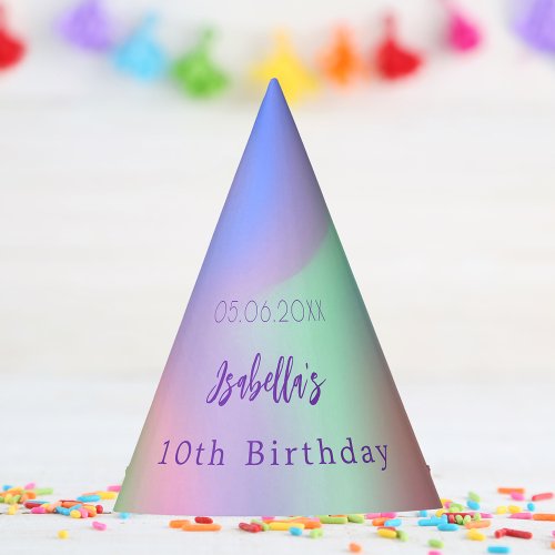 Holographic birthday party girl party hat