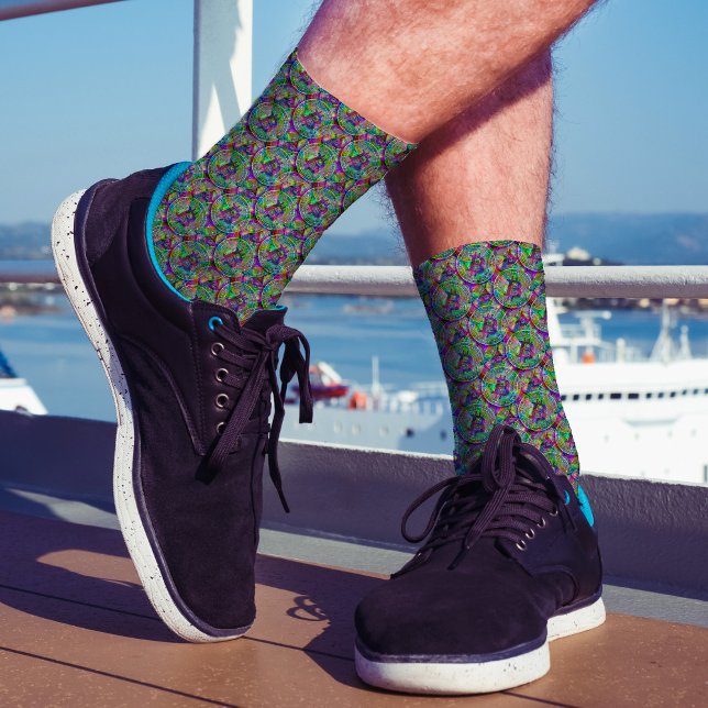 Holographic Bitcoin Pattern Crypto Money Cool Geek Socks (Creator Uploaded)