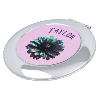 Holographic Black Dahlia Electronics Bag Compact Mirror