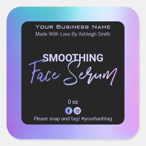 Holographic Blue And Purple Face Serum Labels