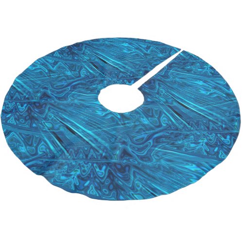 Holographic Blue Fractal FAUX Paua Abalone Shell  Brushed Polyester Tree Skirt
