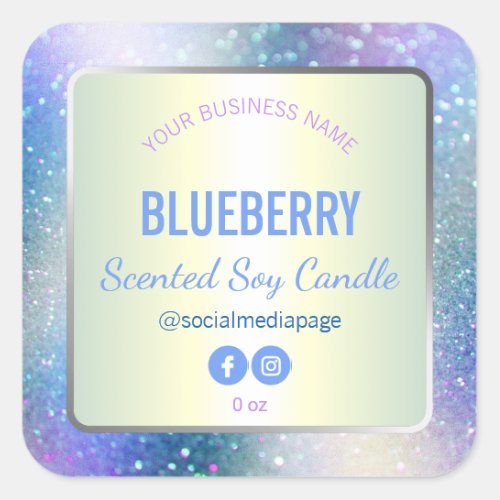 Holographic Blue Glitter Product Label