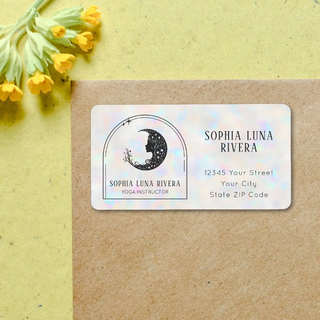 Holographic Boho Arch Celestial Crescent Moon Label (Holographic Boho Arch Celestial Crescent Moon Label)