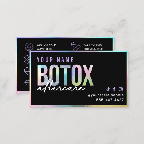 Holographic Botox Aftercare Card