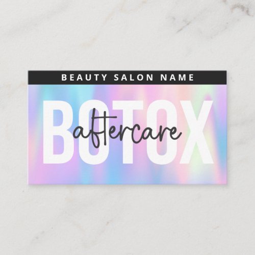 Holographic Botox Filler instructions Aftercare  Business Card