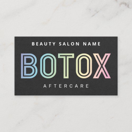 Holographic Botox Filler instructions Aftercare Business Card