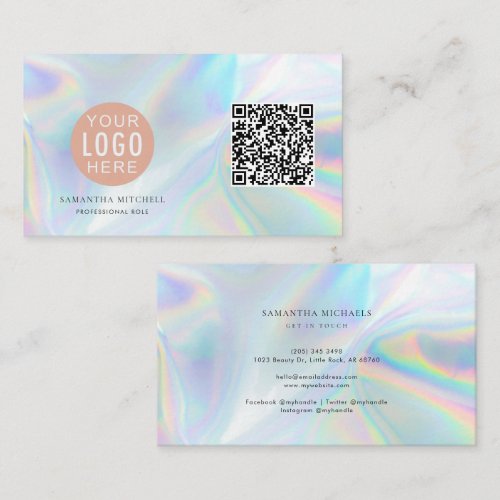 Holographic Brand Logo QR Code Custom Business Card